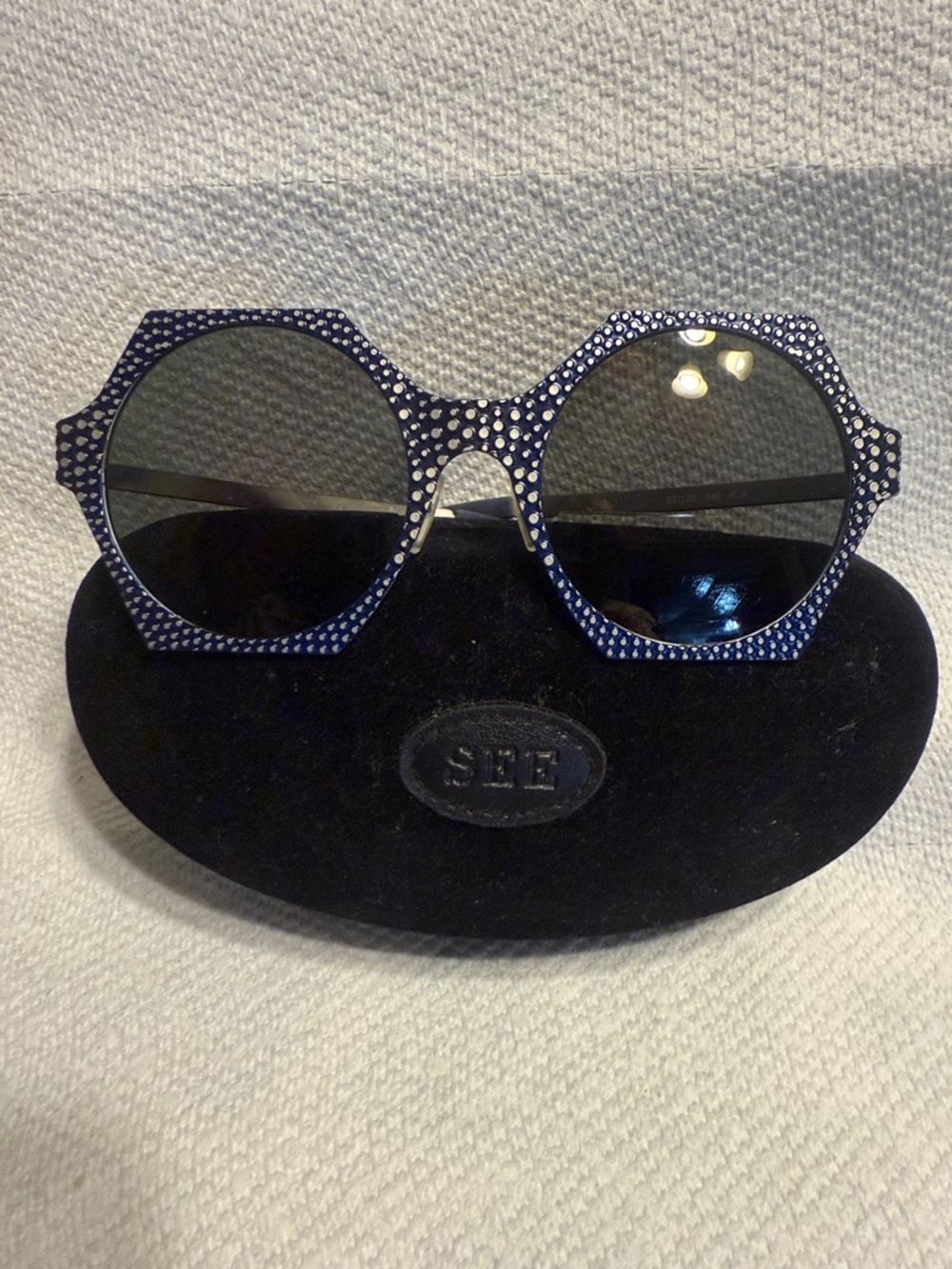 See By Chloe Black and White Polka Dot Octagonal Sunglasses